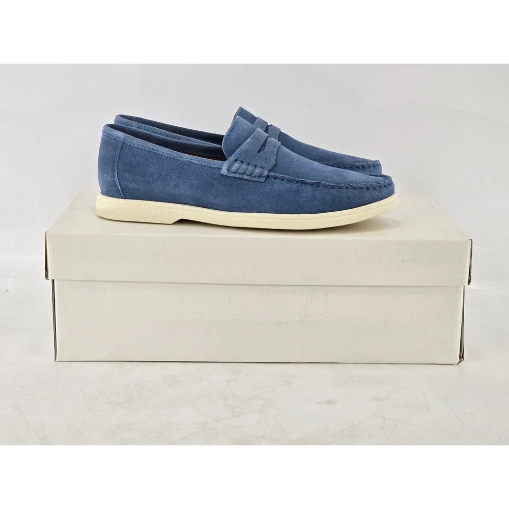 Donald Pliner Clive02 Loafers Mens 7.5 Denim Blue Suede Slip On - Excellent